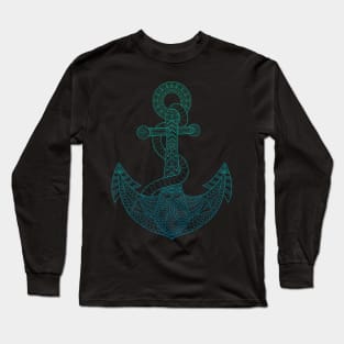 Anchor - Sea Blue Ombre Long Sleeve T-Shirt